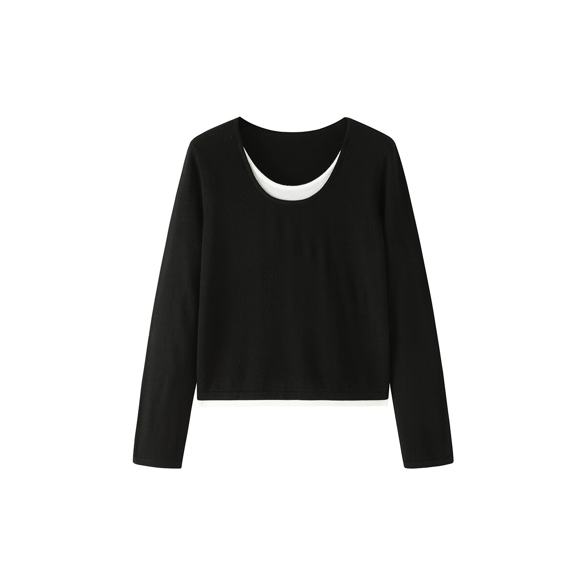 太平鸟秋冬毛针织衫集合链接新款打底无缝套衫女士开衫 假两件羊毛衫黑色 M