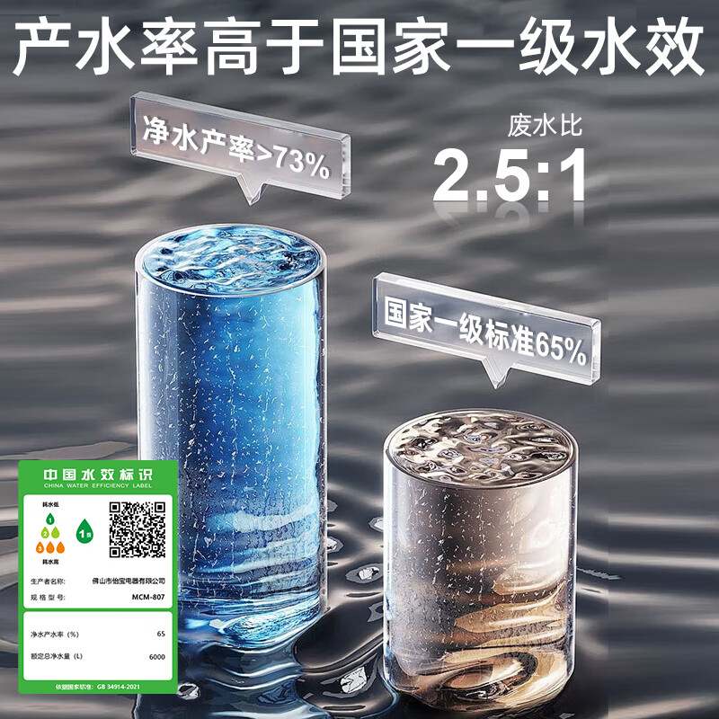 MCM净水器家用0陈水墨韵2000G 厨下式净水机过滤器直饮机5年长效RO反渗透 净水机 【升级大通量】墨韵Pro2000G