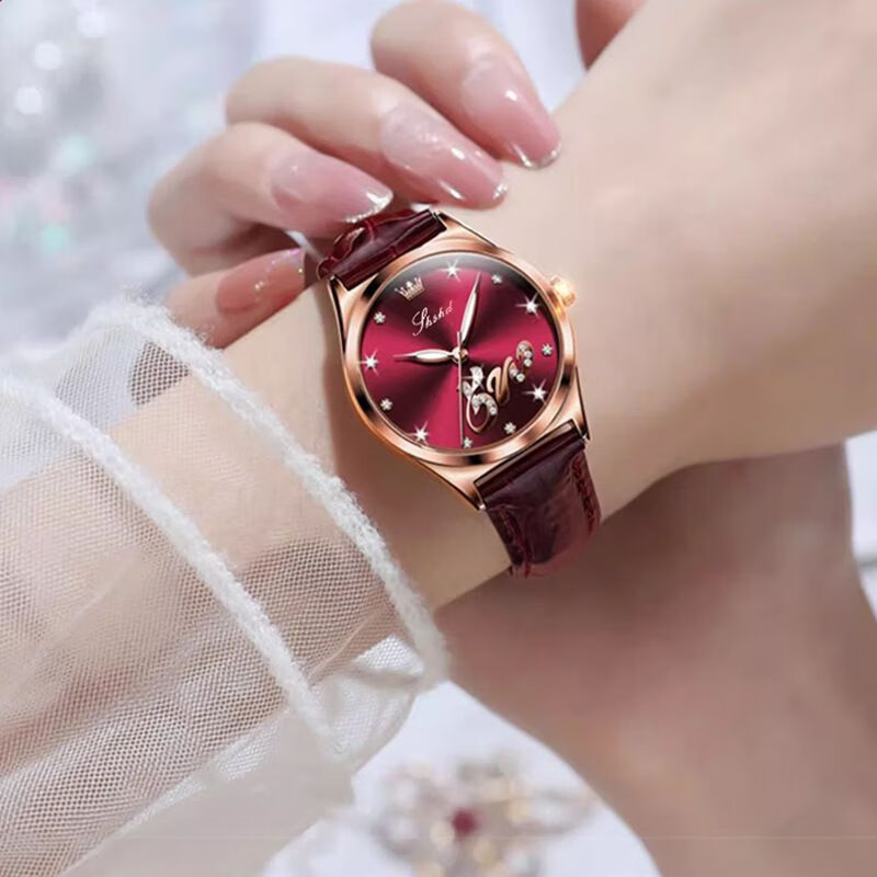 新款精致女士手表女款轻奢小众高级感送闺蜜生日礼物女生女朋友 高颜值升级新版-红色