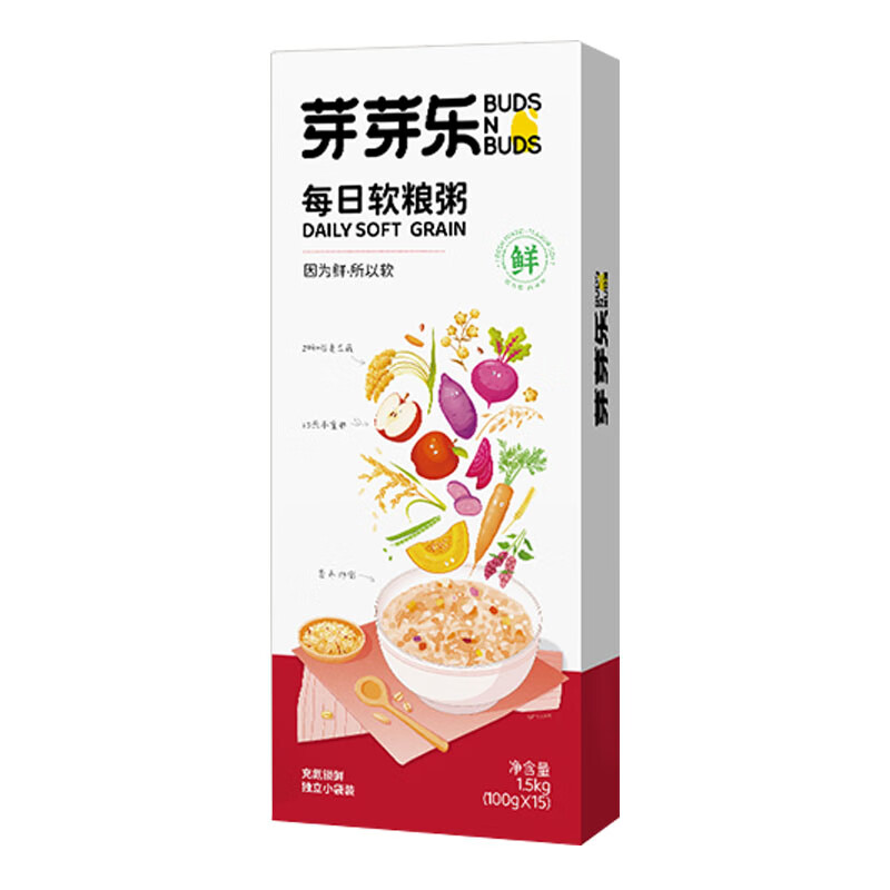 芽芽樂每日軟糧粥 1.5kg/盒 15天不重樣兒童營養(yǎng)早餐五谷雜糧粥胚芽米 1盒每日軟糧粥