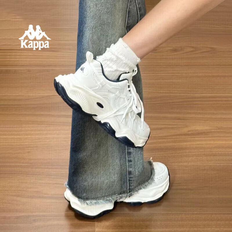 卡帕（Kappa）官方背靠背运动老爹鞋女春季新款厚底增高小白鞋子女 海昌蓝 37