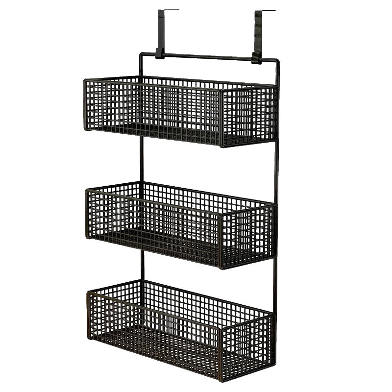 邦林纳冰箱置物架侧面挂架壁挂免打孔厨房用品多功能零食果蔬放菜收纳架 黑色三层大号【加厚材质】