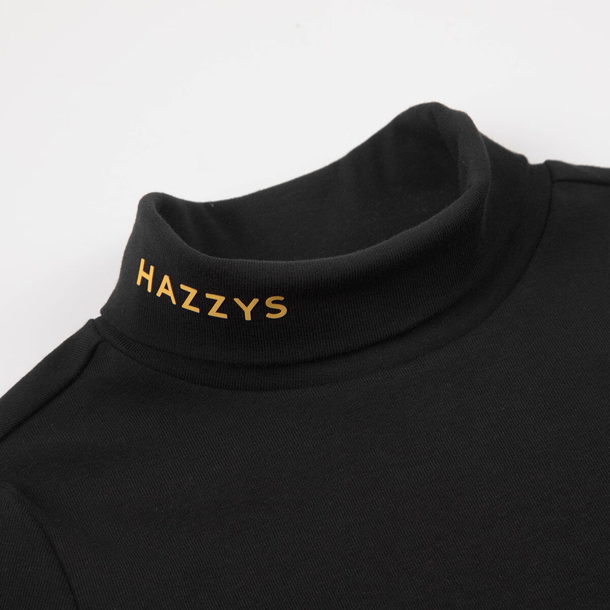 哈吉斯(HAZZYS)男童女童打底衫2025秋季新款高领弹力简约长袖 钻石黑 155