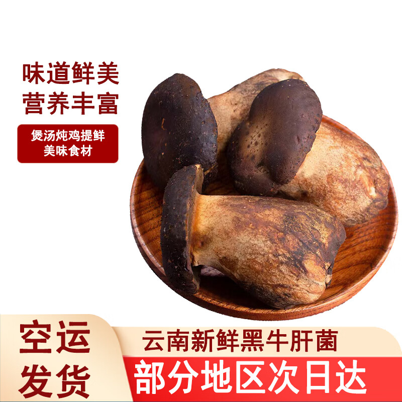 滇味十足(DIANWEISHIZU)云南高原新鲜黑牛肝菌新鲜菌菇蔬菜货顺丰空运礼品礼盒 1斤【顺丰空运】