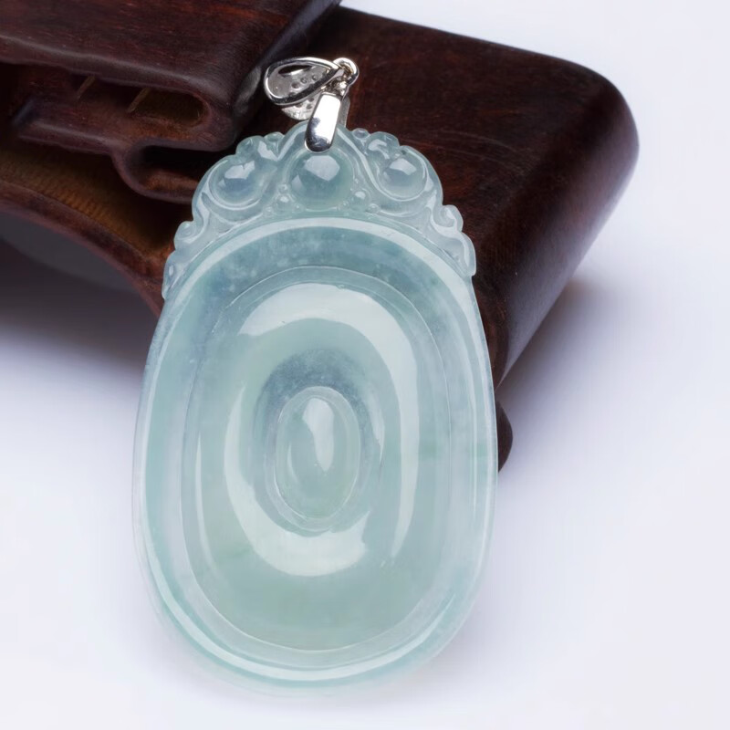 五花八門(mén)云翠社 翡翠如意18K金鑲鉆吊墜掛件天然緬甸冰糯種A貨玉石玉墜