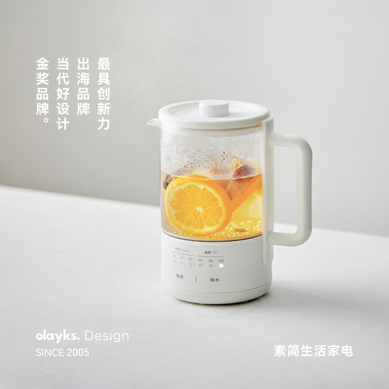 olayks立时 养生壶迷你养生杯 小型煮茶壶一人花茶壶带滤网 恒温不锈钢水壶 0.6LOLK-YSB600C