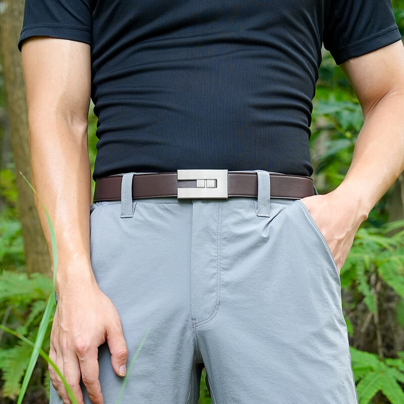 古格缇男士皮带 无带尾平滑扣腰带 时尚裤腰带生日礼物送男友老公父亲 【无带尾-平滑扣黑扣】黑色 120cm