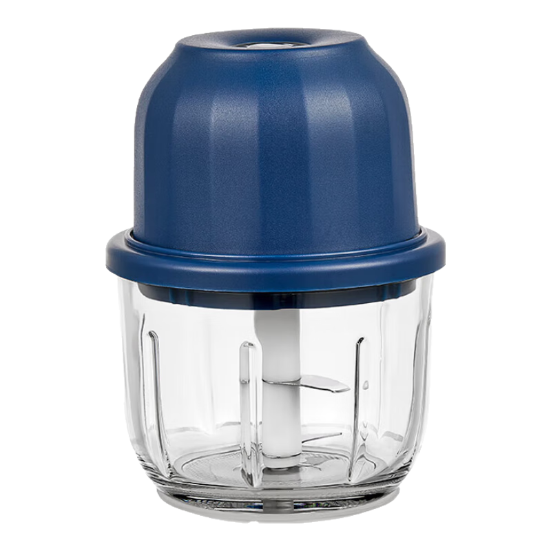 绞肉机小型打蒜器家用绞蒜切蒜器多功能辅食料理机电动蒜泥神器蒜蓉机自动切菜机压蒜器 玻璃杯 0.35L 六页刀