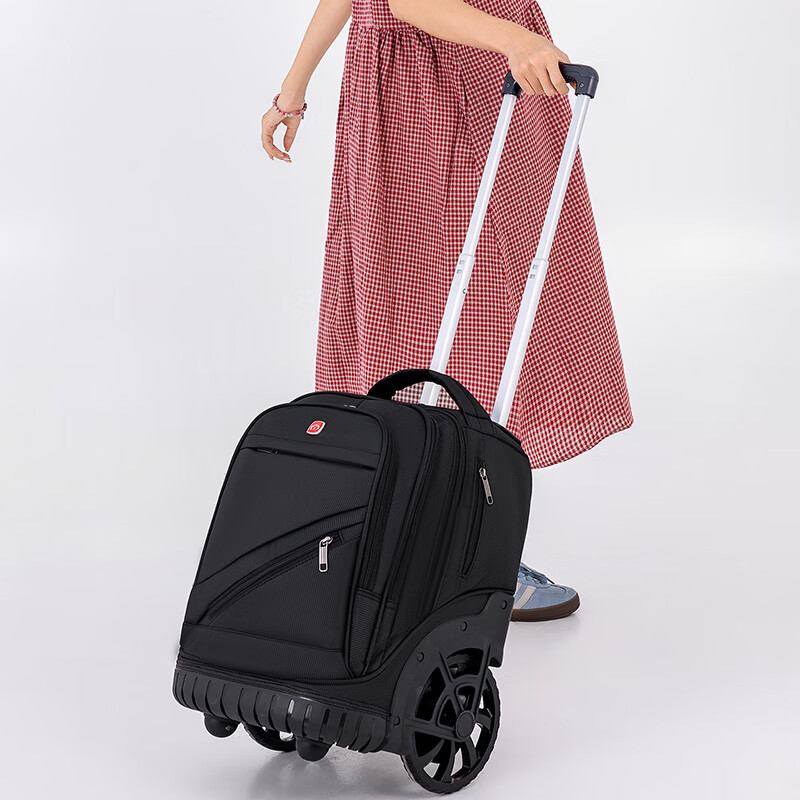 DLDELONG拉杆书包初中生高中大容量拉杆旅行包男女拉杆包学生拉杆双肩背包 双拉杆真轴承拆卸静音轮黑