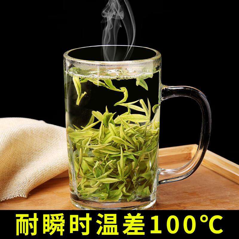 喜碧喜碧可耐超高瞬时温差带盖把杯茶杯可进蒸箱牛奶杯透明玻璃杯 肖恩热饮杯430ML/2只