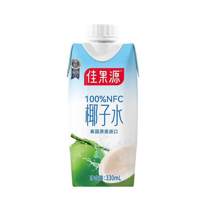 佳果源100%NFC椰子水330ml×6瓶 天然电解质饮料非浓缩还原泰国原装进口