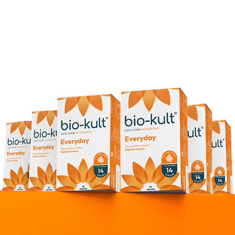 BIOKULT百康百德每日肠道益生菌呵护肠胃肠敏感润肠活菌英国原装 肠道30粒*6(囤货-70%顾客选择)