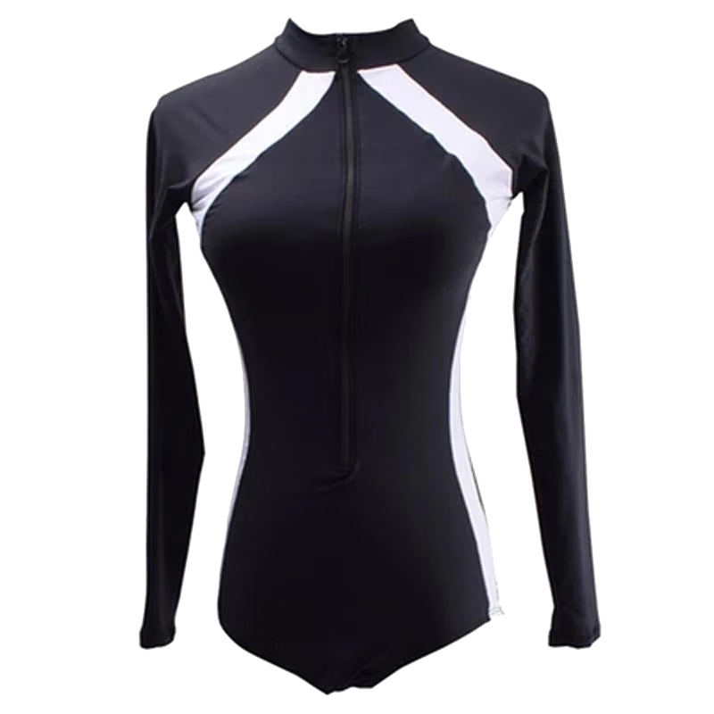 东方骆驼长袖泳衣女夏时尚连体显瘦遮肚保守新款女士游泳衣游泳馆专用 长袖白色 L 建议体重98-110斤