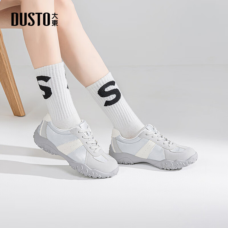 大东老爹鞋女2025年秋季新款透气舒适轻便运动鞋0199 银色 35