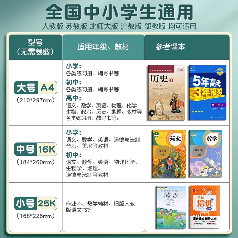 一树梨花 包书皮书套透明磨砂书本保护套书壳 一年级小学生包书纸 16k书皮套书膜三年级a4初中课本自粘书皮 【热卖推荐】大10中10小10/送30枚姓名贴