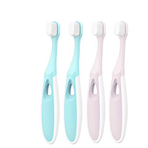 施贝柔儿童万毛牙刷纤细软毛不伤牙龈婴儿宝宝口腔清洁训练阶段呵护牙龈 8支装（粉色4+蓝色4）