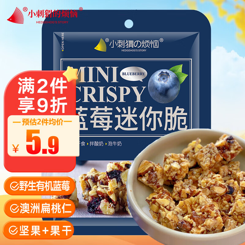 小刺猬的烦恼蓝莓迷你脆25g每日坚果礼盒孕妇休闲小吃零食品炒货独立小包装