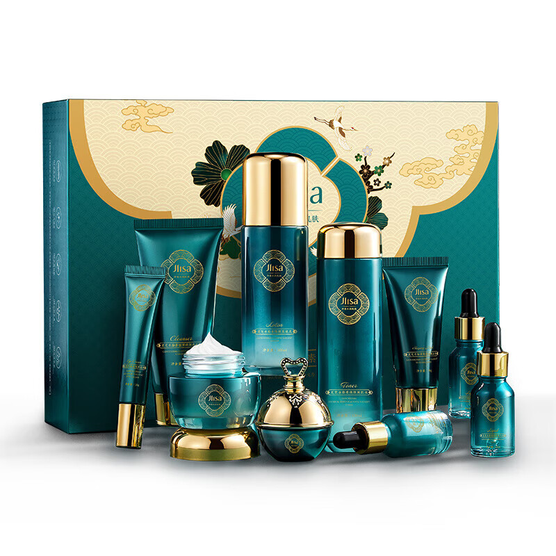 KCHY灵芝光果甘草羊胎素焕颜十件套网红同款美容院护肤套装礼盒 一枝春牛奶细腻嫩滑护肤十二件套