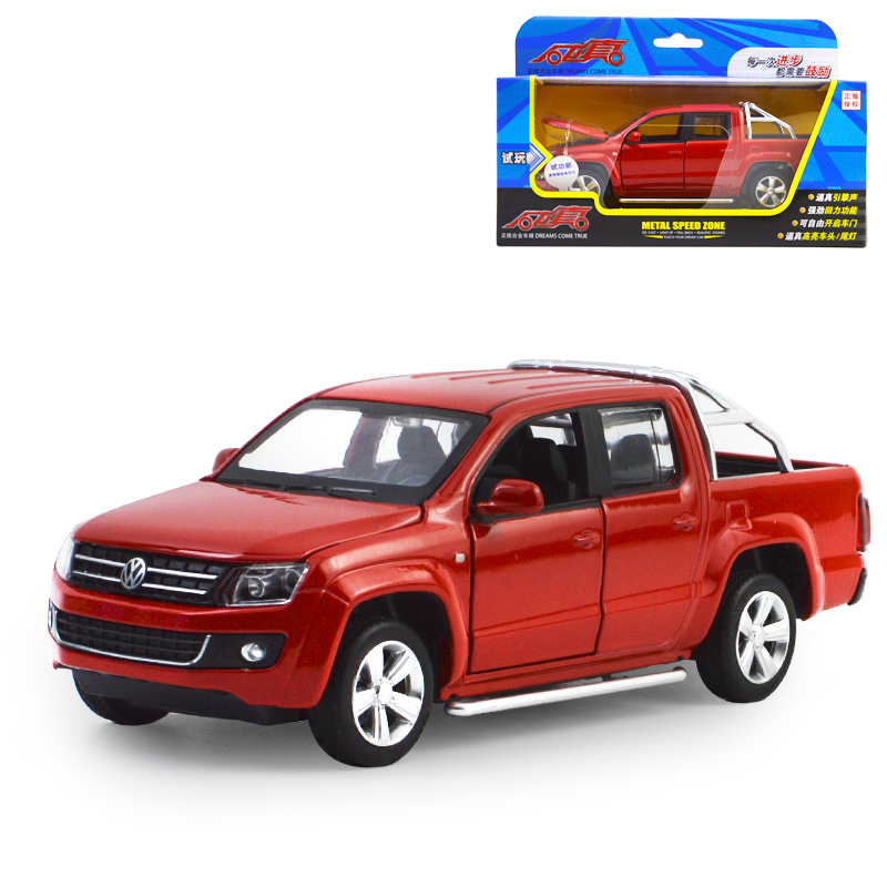 彩珀1:32大众皮卡车模型运输皮卡仿真合金回力可开门皮卡汽车玩具