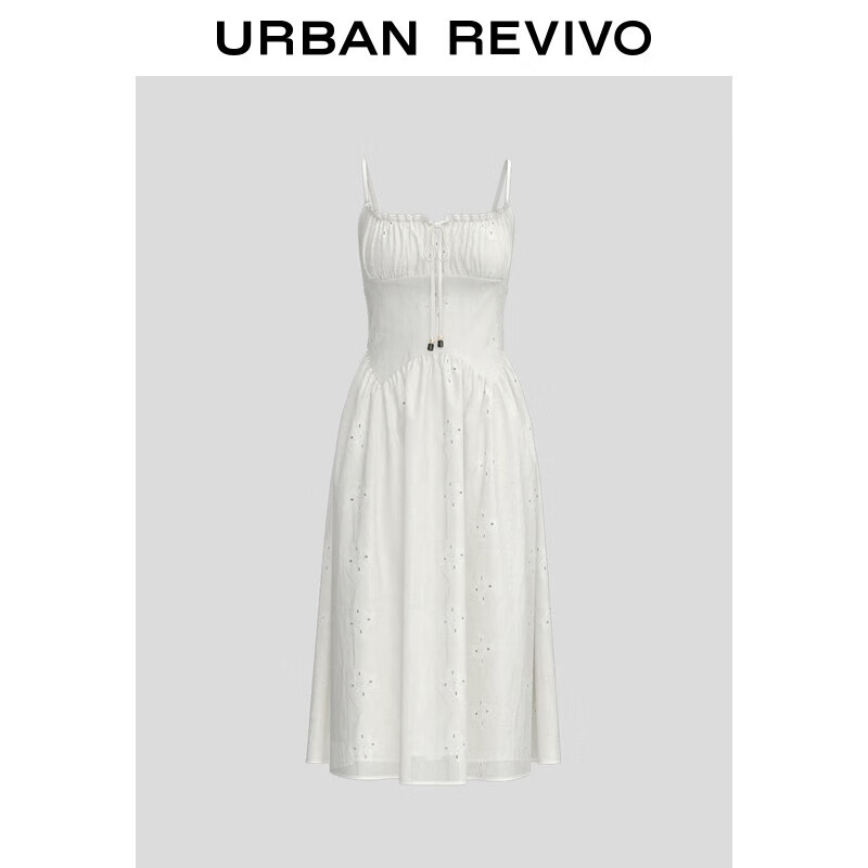 UR2025秋季新款女装波嬉风镂空刺绣吊带修身连衣裙UYL750105