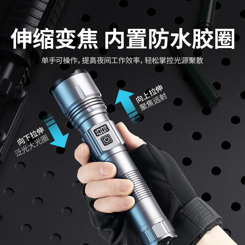 智小迪手电筒2025新款超级强光超亮充电家用耐用户外远射超长续航大容量 【2025新款白激光】26800双锂电