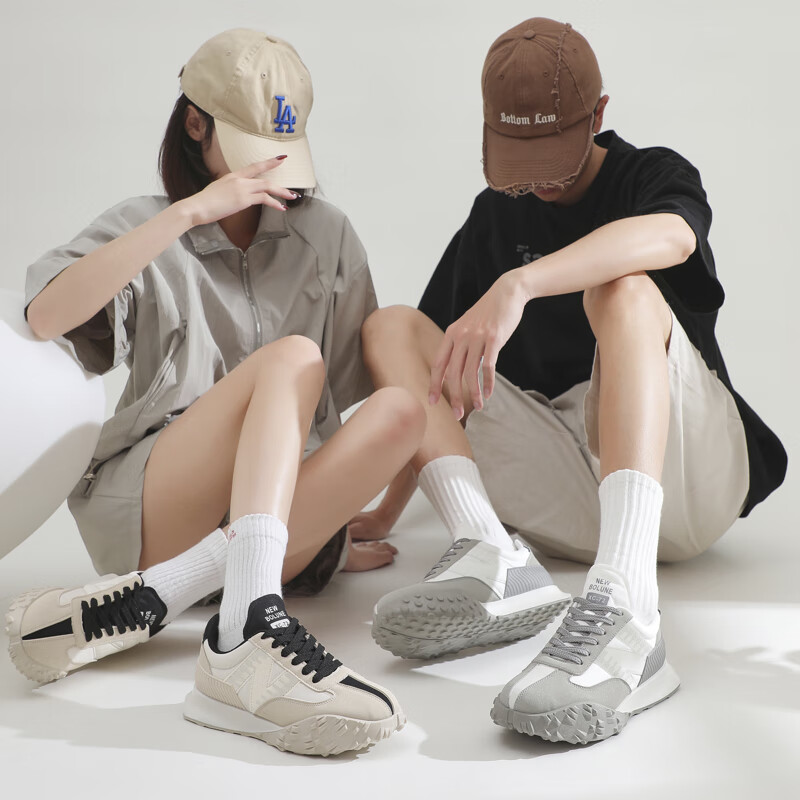 新百伦百搭板鞋女鞋男鞋羽毛球鞋板鞋运动鞋熊猫鞋老爹鞋德训鞋登山鞋 黑灰 44