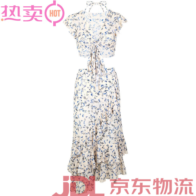 三奇分體泳衣女感2025新款泡溫泉度假小胸比基尼四件套泳裝 花色 M