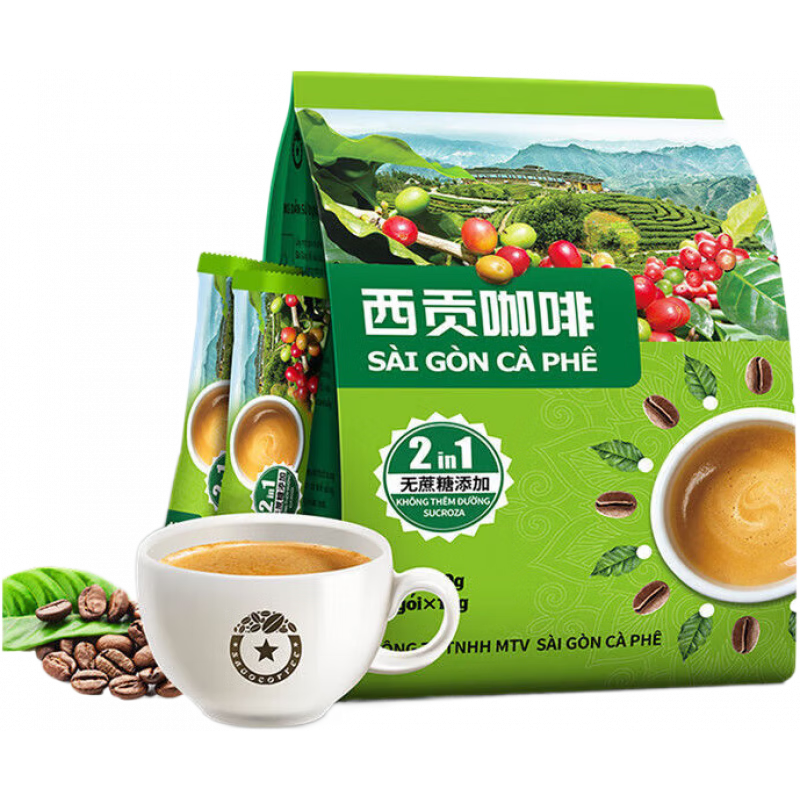 西贡越南进口 西贡二合一冰咖啡360g(30条)无蔗糖速溶咖啡冲饮无糖 36