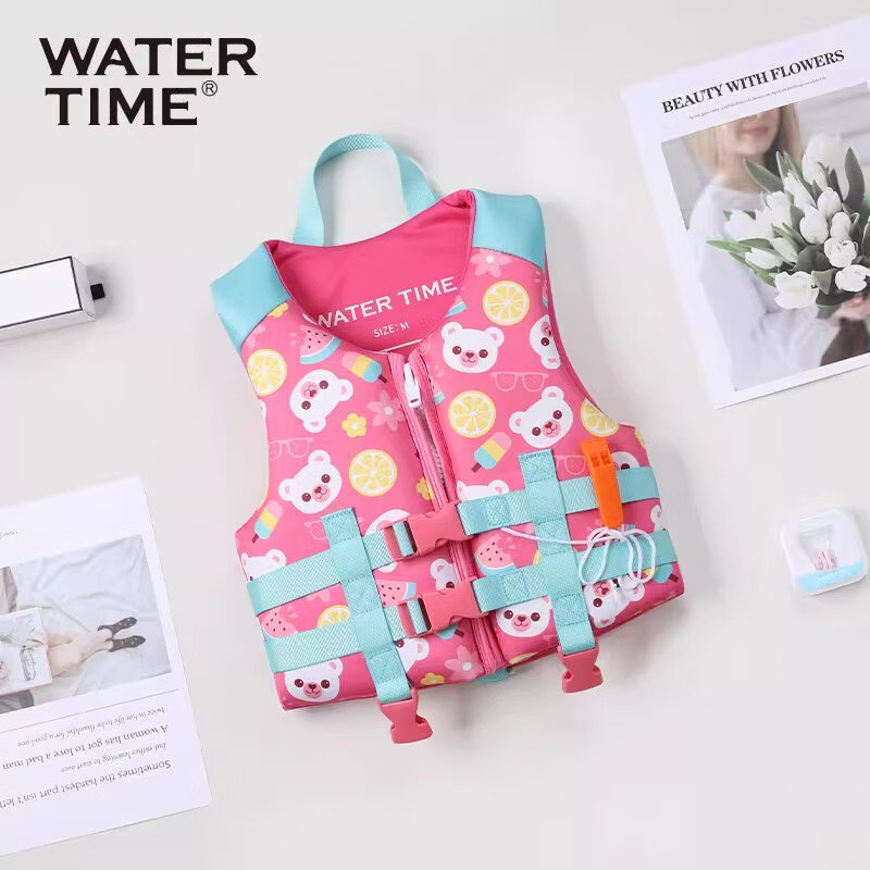 WATERTIME兒童救生衣浮力泳衣背心寶寶救生衣免充氣幼兒游泳裝備 繽紛小熊 S
