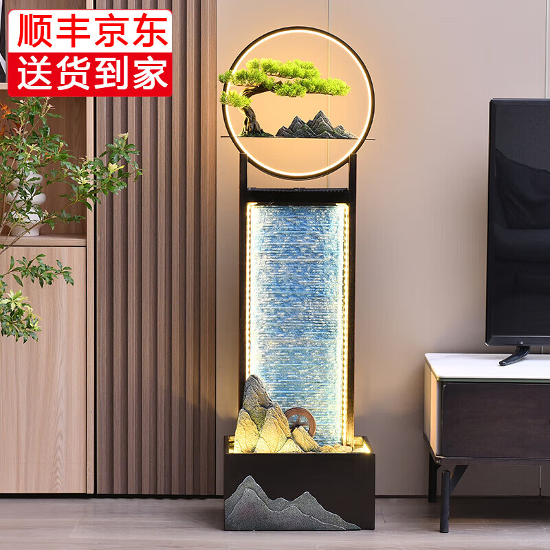 人文家居落地簡約流水?dāng)[件循環(huán)水幕墻客廳魚缸辦公室輕奢高檔招財擺件裝飾 水幕鐵件90091