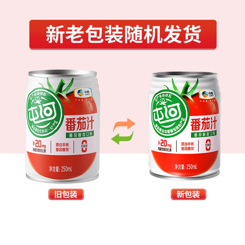 屯河100%番茄汁纯果蔬汁不添加白砂糖西红柿汁代餐饮料轻食营养 250mL*6罐
