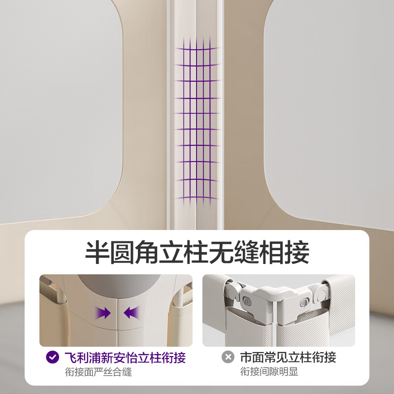 新安怡飞利浦床围栏婴儿床护栏挡板宝宝床边防摔三面拼接防夹防掉床围挡 【无缝三面装】 1.8米+2.0米*2