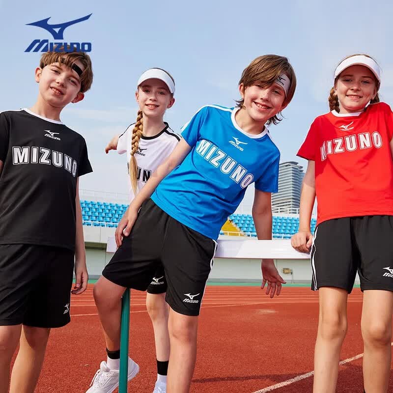美津浓(MIZUNO)速干套装男2026年夏季运动两件套速干短袖短裤套装男童女童 冲浪蓝 常规 160 (建议身高155-160cm)