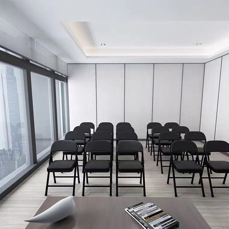 【优选好物】折叠椅金属家用简易靠背椅便携餐椅培训椅办公电脑椅 米驼色