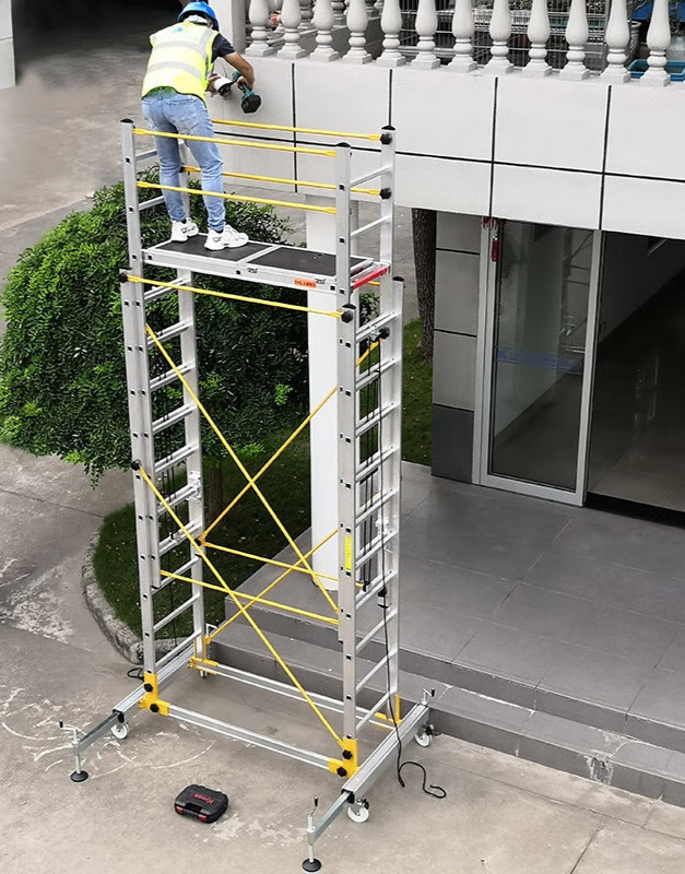 移动式脚手架 铝合金脚手架可移动伸缩手脚架折叠工程梯升降梯平l