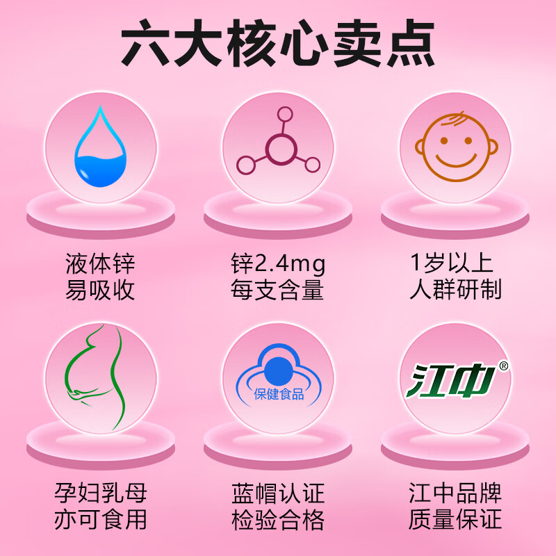 江中 葡萄糖酸锌口服液补锌口服液儿童宝宝青少年孕妇液体锌12支/盒 补锌口服液8盒96支礼盒实惠装