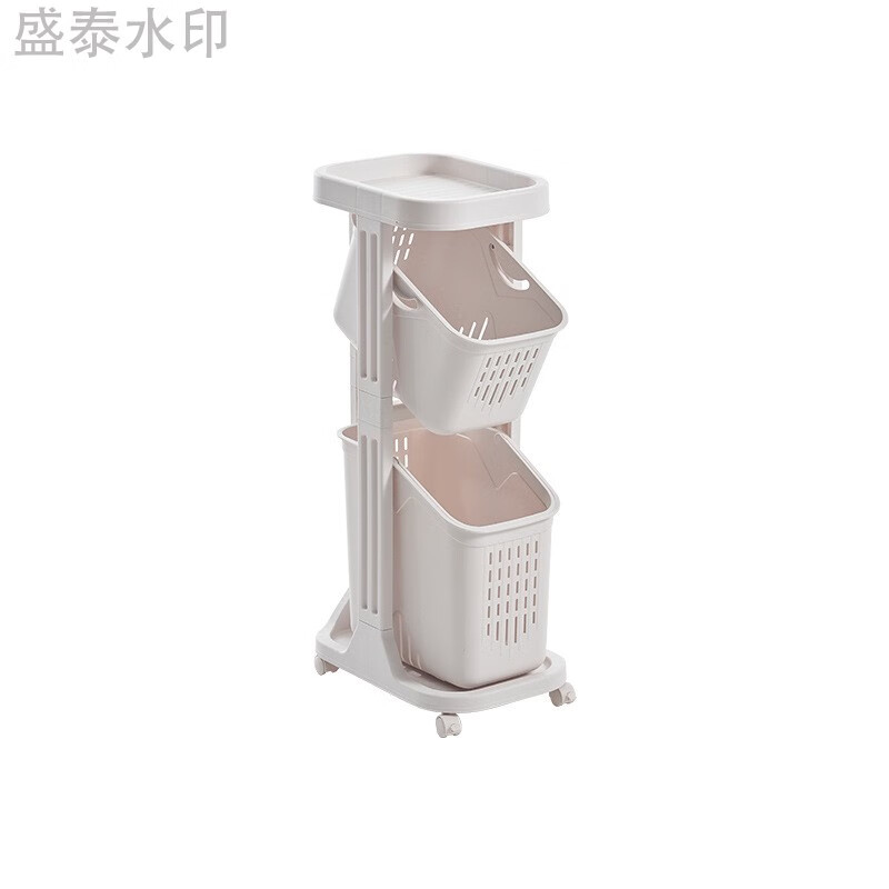 脏衣篮塑料小推车超极窄边推拉落地窄缝夹缝脏衣服收纳脏衣篓分类 米白三层