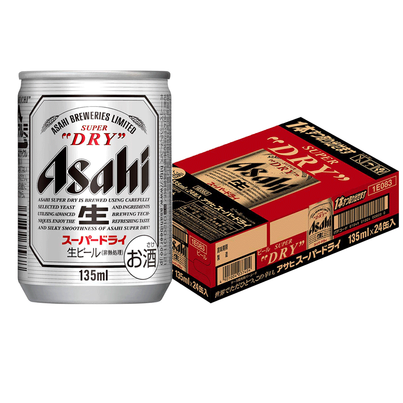 AsahiASAHI朝日啤酒日本原装进口超爽辛口生啤精酿罐装135ml*24 朝日啤酒整箱(进口) 135mL