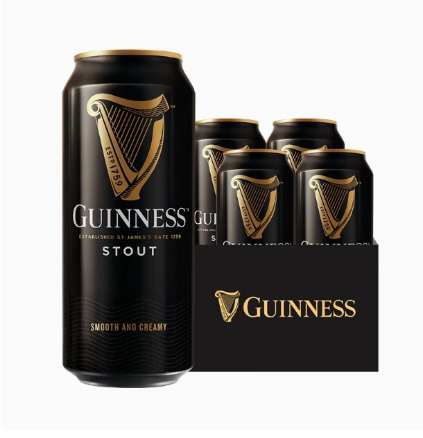 健力士国产 GUINNESS健力士司陶特黑啤酒世涛氮气440ml精酿黑啤超值尝鲜 【尝鲜】国产健力士*4听 440mL