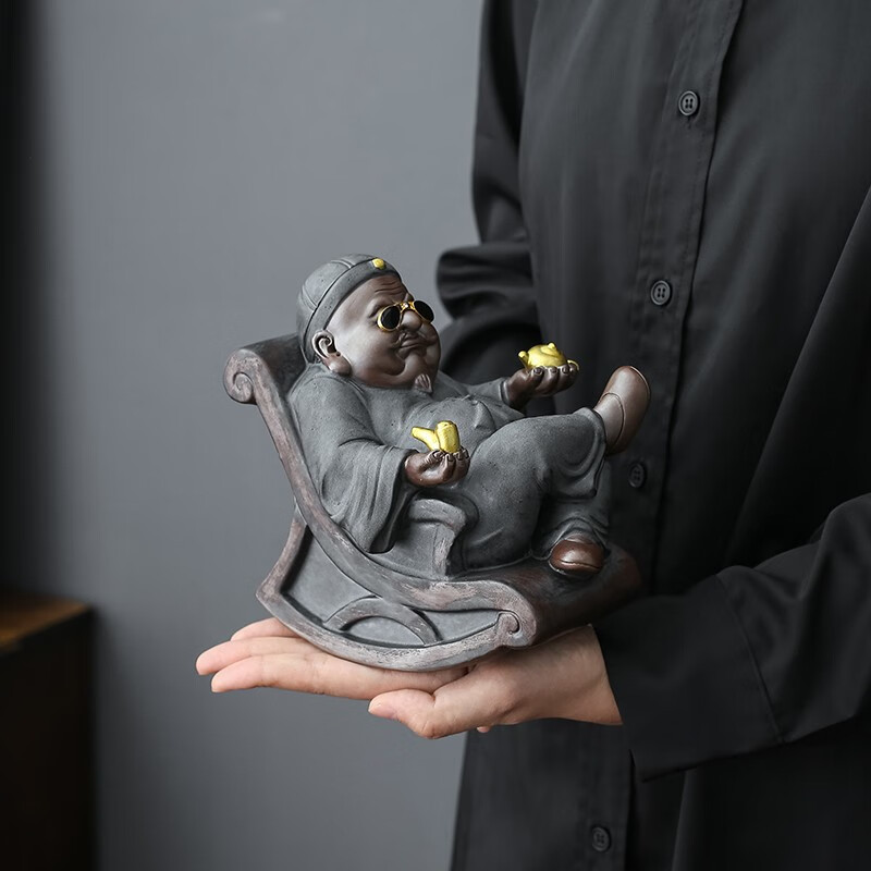 宇轩手工地主茶宠摆件财主老爷陶瓷招财家居客厅装饰桌面中式人物 xwh
