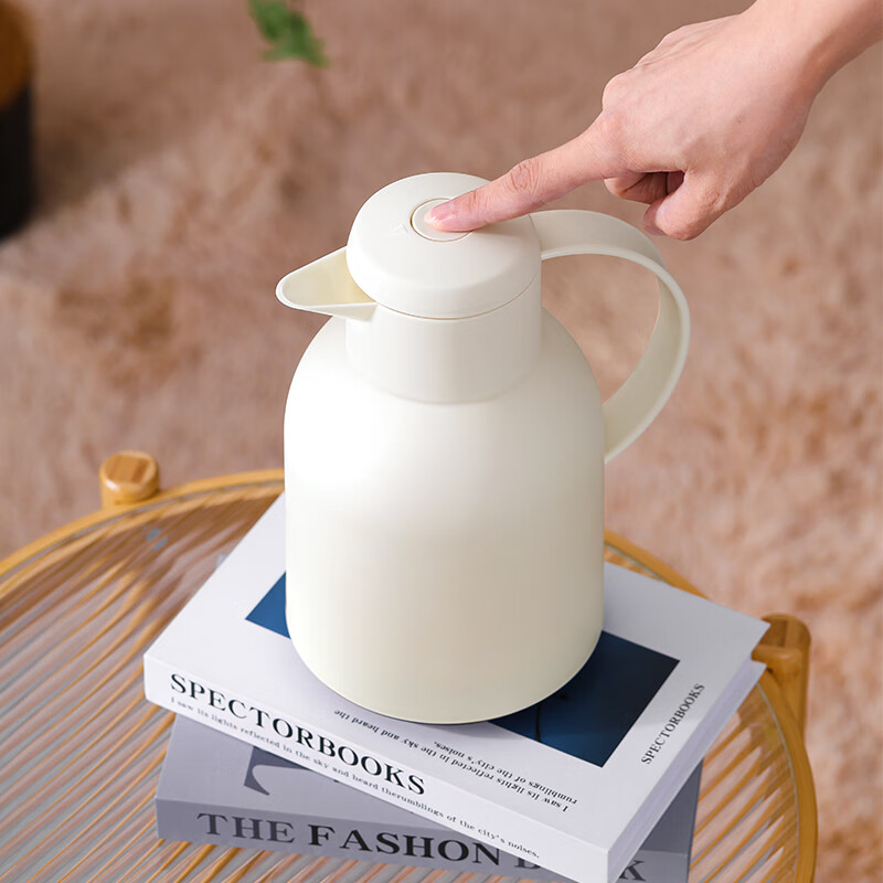 乐唯诗保温壶家用2025新款热水壶大容量水壶开水瓶宿舍热水瓶暖水壶 如意保温壶【按压款】米白色1L