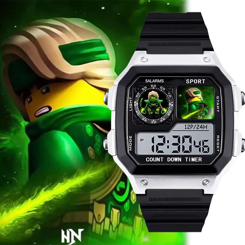 幻影忍者周边自制动漫劳埃德电子手表小方块防水夜光无娱乐有闹钟