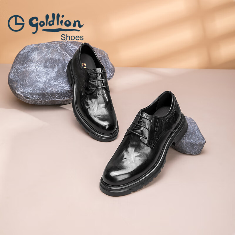 金利来（Goldlion）男鞋25年秋季新品商务正装皮鞋男英伦风德比鞋男士皮鞋 黑色 37