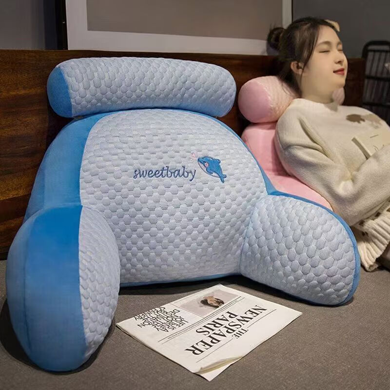 星寇夏凉3D冰豆豆床头靠垫软包护靠枕护腰靠背孕妇沙发枕床上看书枕头 sweet鲸鱼冰豆豆