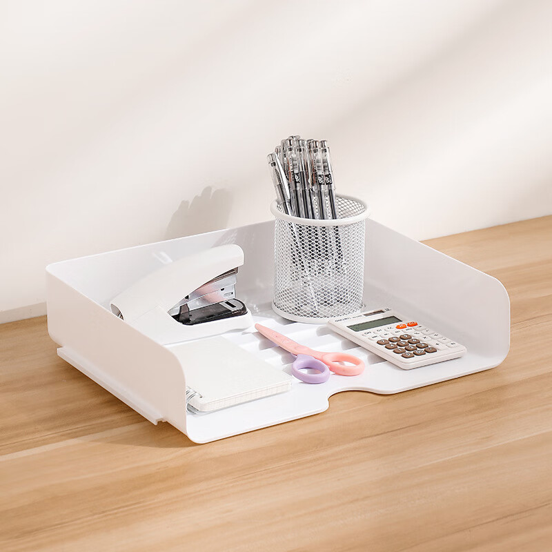 【实用】办公室桌面收纳盒a4文件夹多层收纳架资料架子文件架置物 白色1层收纳架