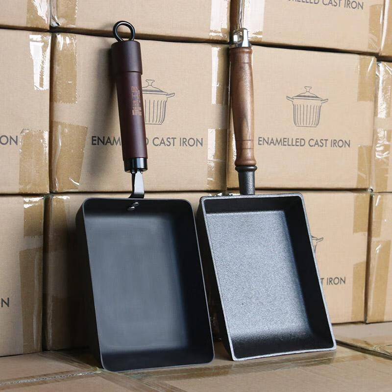 库存出口微瑕铸铁玉子烧日式长方形煎锅家用不粘锅无涂层煎蛋神器 层