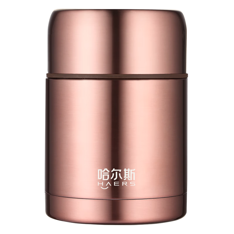 哈爾斯（HAERS）燜燒杯316不銹鋼304保溫飯盒粥罐悶燒壺男女學(xué)生帶飯保溫桶餐盒 玫瑰金-316不銹鋼+手提包 800ml