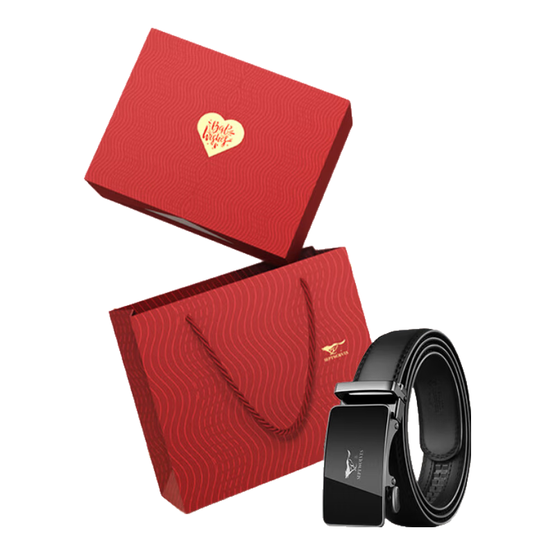 七匹狼皮带男真牛皮自动扣腰带商务休闲简约内穿式七夕情人节礼物送男友 七夕限定礼盒 110cm -125cm 79元包邮*舒适柔软,精致合金扣头,高档限定礼盒!