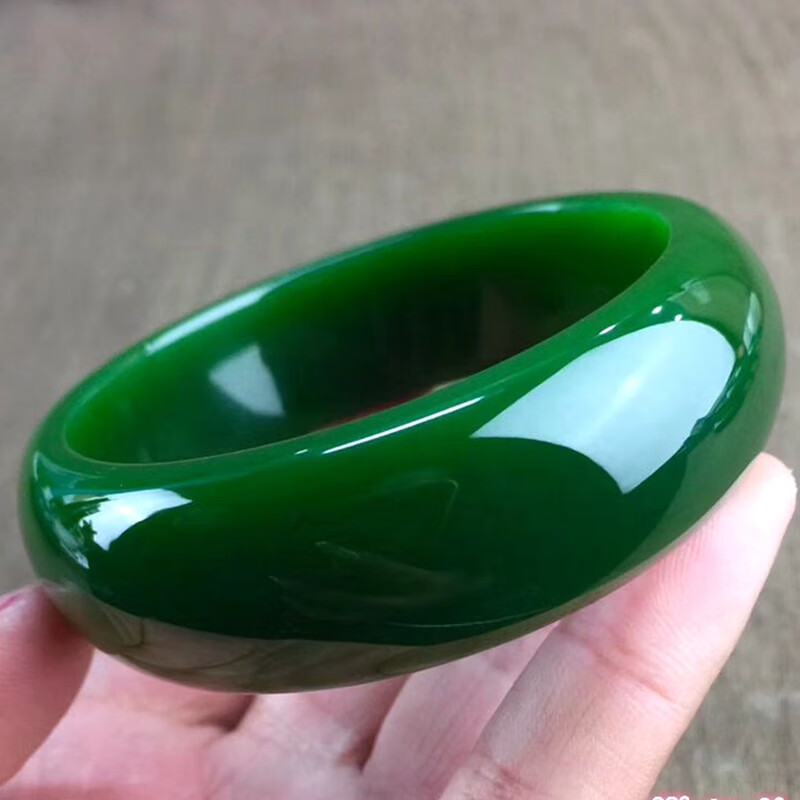 DL 1998保价DL品质新疆和田碧玉手镯女款菠菜绿手镯轮胎宽版大号妈妈玉镯 圈口58mm+证书礼盒+顺丰航空 京东折扣/优惠券