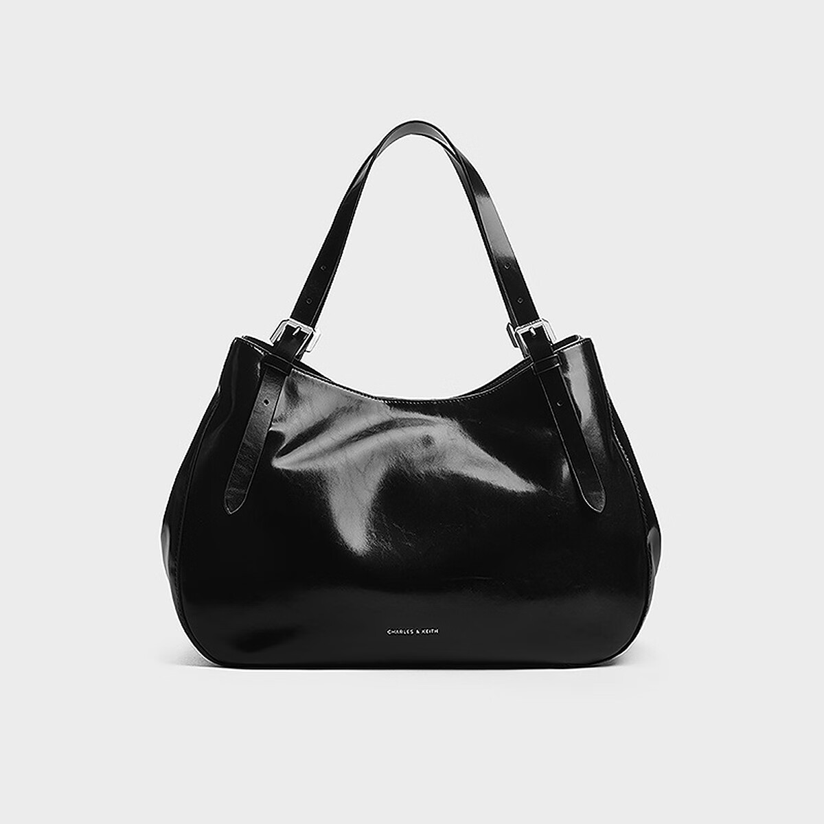 CHARLES&KEITH光面大容量子母手提托特包 CK2-30271408 Noir黑色 L